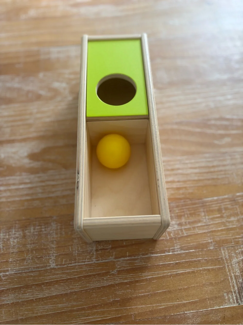 LOVEVERY Wooden Slide Top Drop Box Object Permanence Montessori Educational Toy